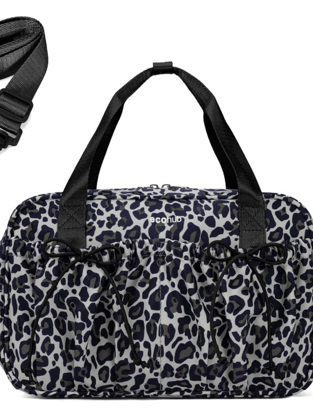Small Gym Bag for Women, Mini Duffle Bag Gray Leopard Print